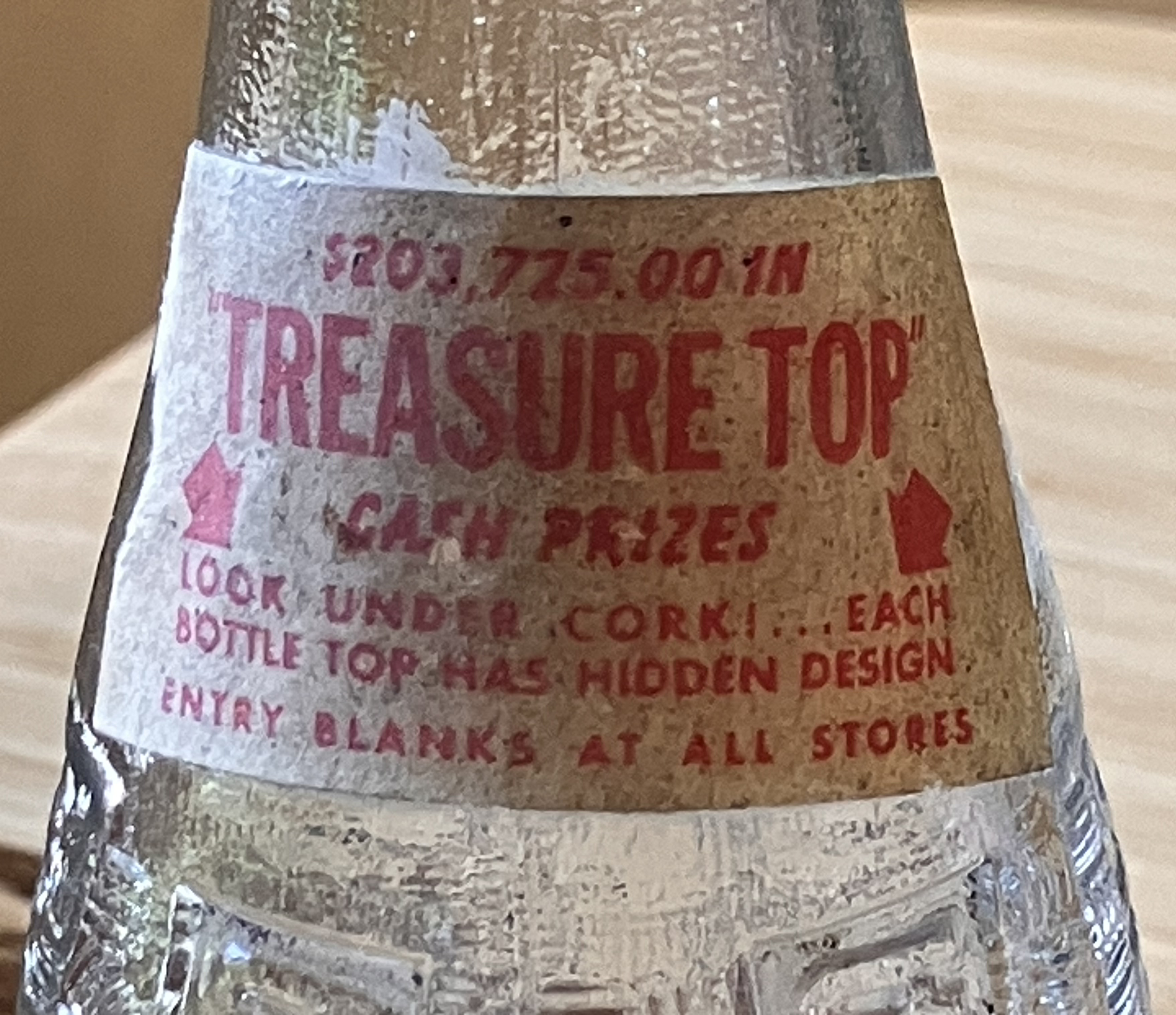 closeup of Treasure Top paper label